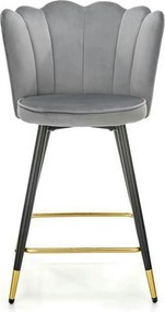 Scaun bar H106, gri/negru, stofa catifelata/otel, 55x58x96 cm