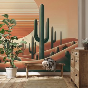 Fototapet - Deșert cu cactuși (147x102 cm)