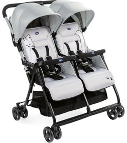 Cărucior de copii pentru gemeni Chicco OHLALA TWIN Silver Cat argintiu