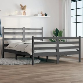 Cadru de pat, 120x200 cm, lemn masiv de pin, gri Gri, 120 x 200 cm