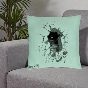 Perna Personalizata Attack on Titan Titan Crapand Zidul, 40x40 cm, Verde Menta, Husa Detasabila, Perna Inclusa, BEKZ®