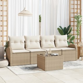 vidaXL Set de canapele pentru grădină 5 pcs Bej 55 x 55 x 37 cm