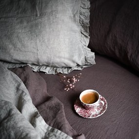 Cearceaf roz/maro din in 180x260 cm Ashes of Roses – Linen Tales