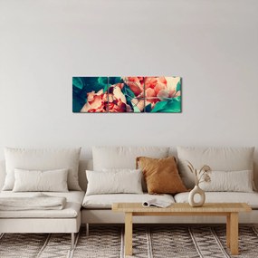 Tablou - Flori de primăvară (cu ceas) (90x30 cm)