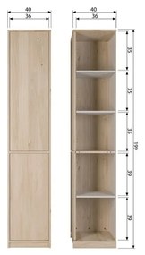 Dulap modular cu aspect de lemn de stejar 40x199 cm Modulair – vtwonen