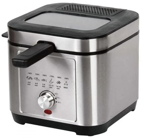 Friteuza cu ulei Elite EDF-1102, 1200W, 2.5 L, 150-190°C, Fereastra de observare, Filtru mirosuri, Termostat, Inox/Negru