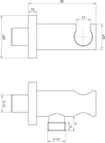 Racord unghiular alb pentru furtun de dus, Deante Cascada Alb mat