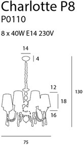 Candelabru 8 brate, diametru 75cm, Charlotte P0110 MX