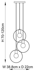 Endon 81922 - Pendul pe cablu HOOP 3xE27/40W/230V auriu/cupru/crom mat