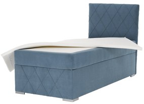 Pat boxspring, pat de o persoană, albastru, 90x200, dreapta, PAXTON