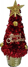 Brad artificial de Craciun NOVOKIDS™ Mini Christmas Tree, Pentru casa si birou, Cu decoratiuni si suport incluse, Coroana bogata, Inaltime 35 cm, Pom