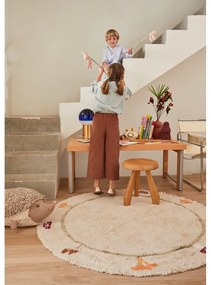 Covor pentru copii bej lavabil/țesut manual din bumbac ø140 cm Chanterelle – Lorena Canals