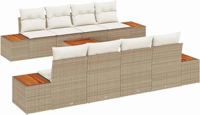 vidaXL Set de canapele pentru grădină cu pernă 9 pcs Bej Rattan poli