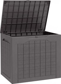 Outsunny Cufăr de depozitare exterior 93L cu mânere încastrate, cufăr de depozitare etanș 56 x 41 x 50 cm, maro | Aosom Romania