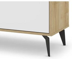 Comodă albă/în culoare naturală joasă cu aspect de lemn de stejar 140x79 cm Nola – Marckeric