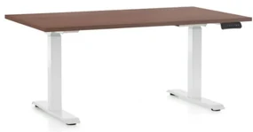 Masa inaltime reglabila OfficeTech C, 120 x 80 cm, bază albă, nuca