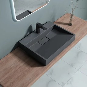 Lavoar din compozit pe blat Rune Garm 50 cm negru mat