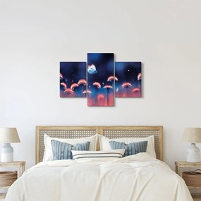 Tablou cu păpădii cu fluture albastru (90x60 cm)