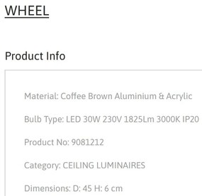 Plafoniera LED design circular WHEEL maro 45cm