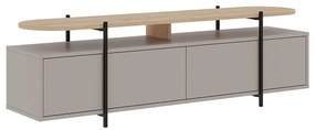 Masă TV gri/bej cu aspect de lemn de stejar 160x48 cm Hinoa – Marckeric