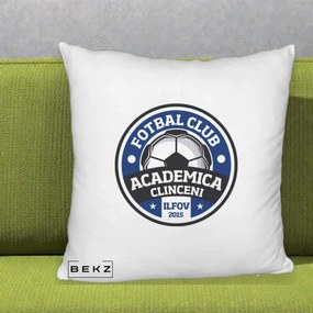 Perna Personalizata Academica Clinceni Fotbal Club, 40x40 cm, Alb Pufos, Husa Detasabila, Perna Inclusa, BEKZ®
