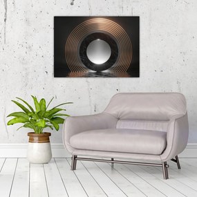 Tablou pe sticlă - Abstracție, luna peste apă (70x50 cm)