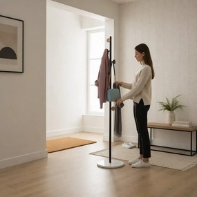 Cuier din metal ,culoare negru-alb,170x32 cm