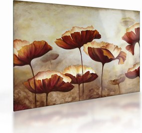 Tablou pe sticlă flori roșii (70x50 cm)