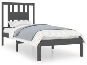 3104025 vidaXL Cadru de pat mic single, gri, 75x190 cm, lemn masiv