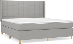vidaXL Pat continental cu saltea, gri deschis, 160x200 cm, textil