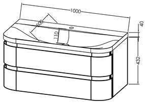 Set mobilier suspendat si lavoar, Kolpasan, Vittoria, 100 cm, bej