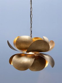Lustra suspendată din alamă antichizată, formă florală tip lotus, finisaj vintage, 49 × 55 cm, „Lotus"