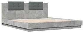 3209908 vidaXL Cadru de pat cu tăblie gri beton 160x200 cm lemn prelucrat