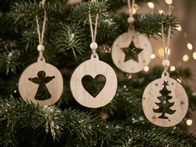 Ornament de Craciun RUSTIC JOY din lemn 7,5 cm - diverse modele