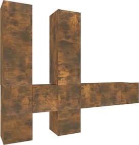 vidaXL Set comodă TV, 7 piese, stejar fumuriu, lemn compozit