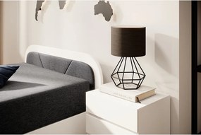 Pat alb/gri închis tapițat/din placă aglomerată de lemn cu spațiu de depozitare cu saltea 80x190 cm Parys – ELTAP