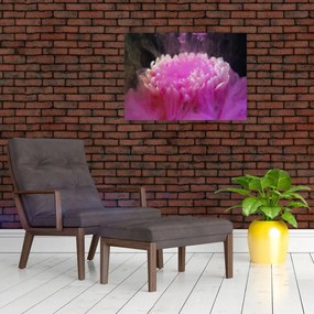 Tablou pe sticlă cu floare în fum roz (70x50 cm)