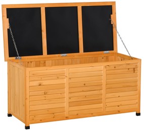 Outsunny Cutie depozitare grădină, pentru perne și accesorii, rezistentă la intemperii, lemn masiv, 127x56x60 cm, galben | Aosom Romania