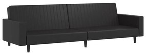 337667 vidaXL Canapea extensibilă cu 2 locuri, negru, piele ecologică