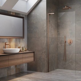 Paravan de dus tip Walk-in Radaway Modo SL II cupru periat-transparent 80 cm sticla securizata 8 mm stanga