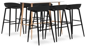 vidaXL Set mobilier de bar, 7 piese, alb și negru