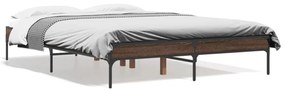 845025 vidaXL Cadru de pat, stejar maro, 120x200 cm, lemn prelucrat și metal