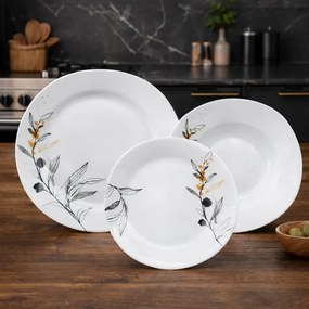 Set de masă din 18 piese Arôme Home Salcie, alb extra