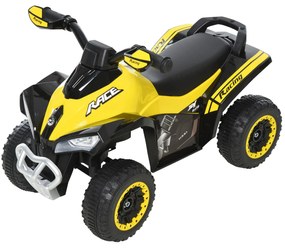 HOMCOM Mini ATV, Motocicletă pentru Copii 18-36 Luni cu Muzică Integrată și Ghidon Larg, 67,5x38x44 cm, Galben | Aosom Romania