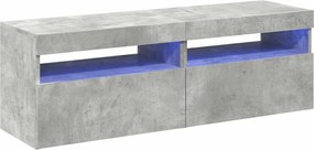 vidaXL Comode TV cu lumini LED, 2 buc., gri beton, 60x35x40 cm