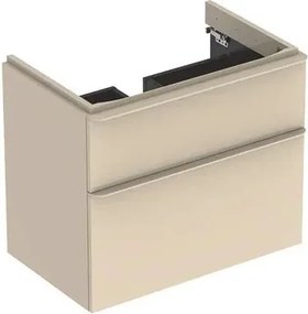 Dulap baza pentru lavoar suspendat Geberit Smyle Square gri nisip 2 sertare 74 cm