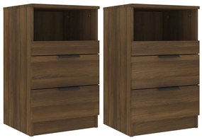 817044 vidaXL Noptiere de perete, 2 buc., stejar maro, lemn prelucrat