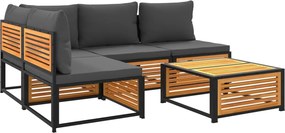 vidaXL Set de canapele de grădină cu perne, 5 buc., lemn masiv acacia