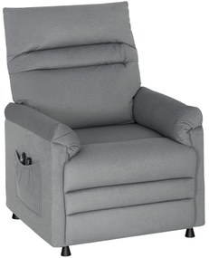 HOMCOM Fotoliu Relaxant Electric de Masaj și Încălzire cu Suport pentru Picioare, Silențios, Reclinabil 150° în Catifea Prietenoasă cu Animalele cu Funcție de Memorare, 2 Telecomenzi pentru Sufragerie, Gri | Aosom Romania