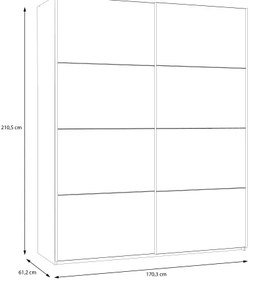Dulap pentru haine KARO, 170 x 210 cm, gri/verde